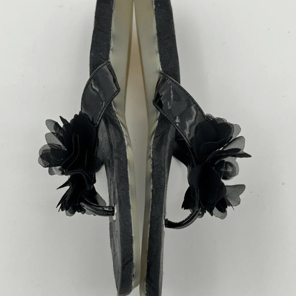Coach Serenity Sandal Thong Slides Sz 6.5 Patent Leather black Logo flower pearl - Picture 9 of 10